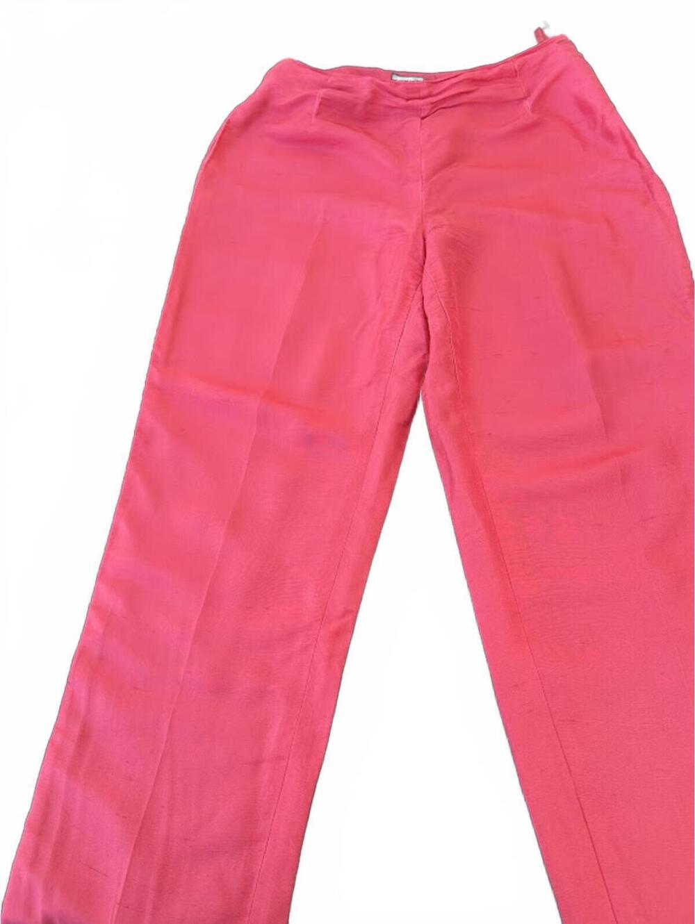 Finity  Coral Pink Silk Cropped Pants